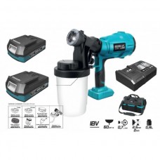 Dedra Set Pistol de vopsit 900 ml duza 2.5 mm SAS+ALL 2 acumulatori Li-Ion 18V 2.0Ah incarcator rapid 125W si geanta